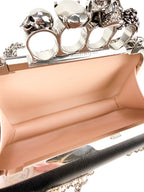 Alexander McQueen Black Leather Crystal Embellished Knuckleduster Clutch