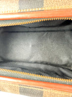 Fendi Brown and Black Canvas Pequin Boston Bag