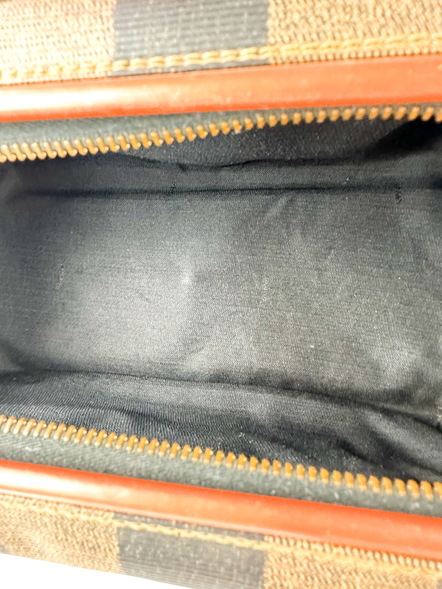 Fendi Brown and Black Canvas Pequin Boston Bag