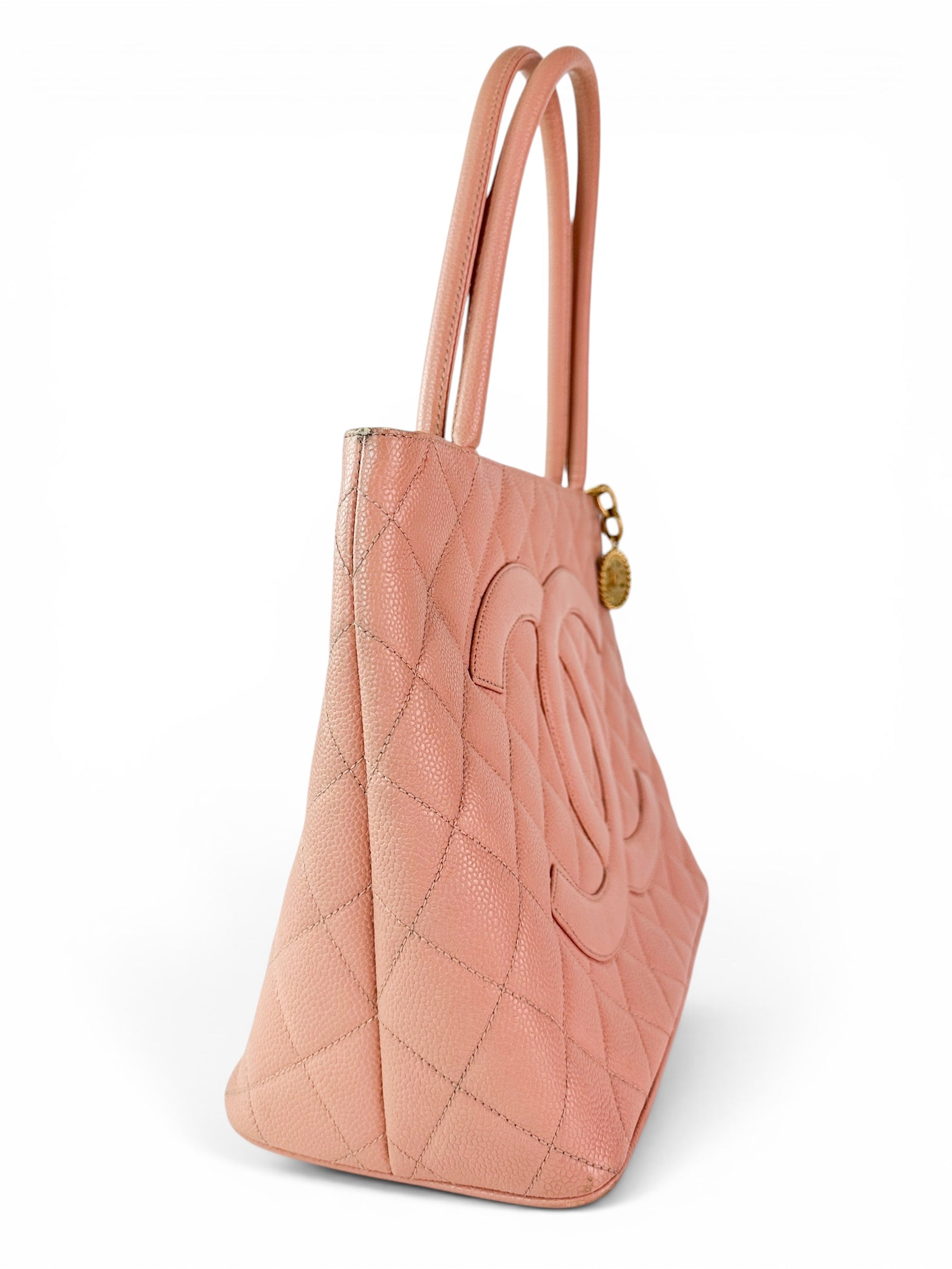 Chanel Pink Caviar Leather Medallion Tote