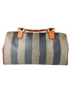 Fendi Brown and Black Canvas Pequin Boston Bag