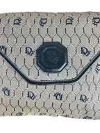 Dior Beige Navy Blue Honeycomb Canvas Shoulder Bag