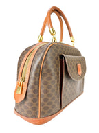 Celine Brown Macadam Coated Canvas Vintage Top Handle Bag
