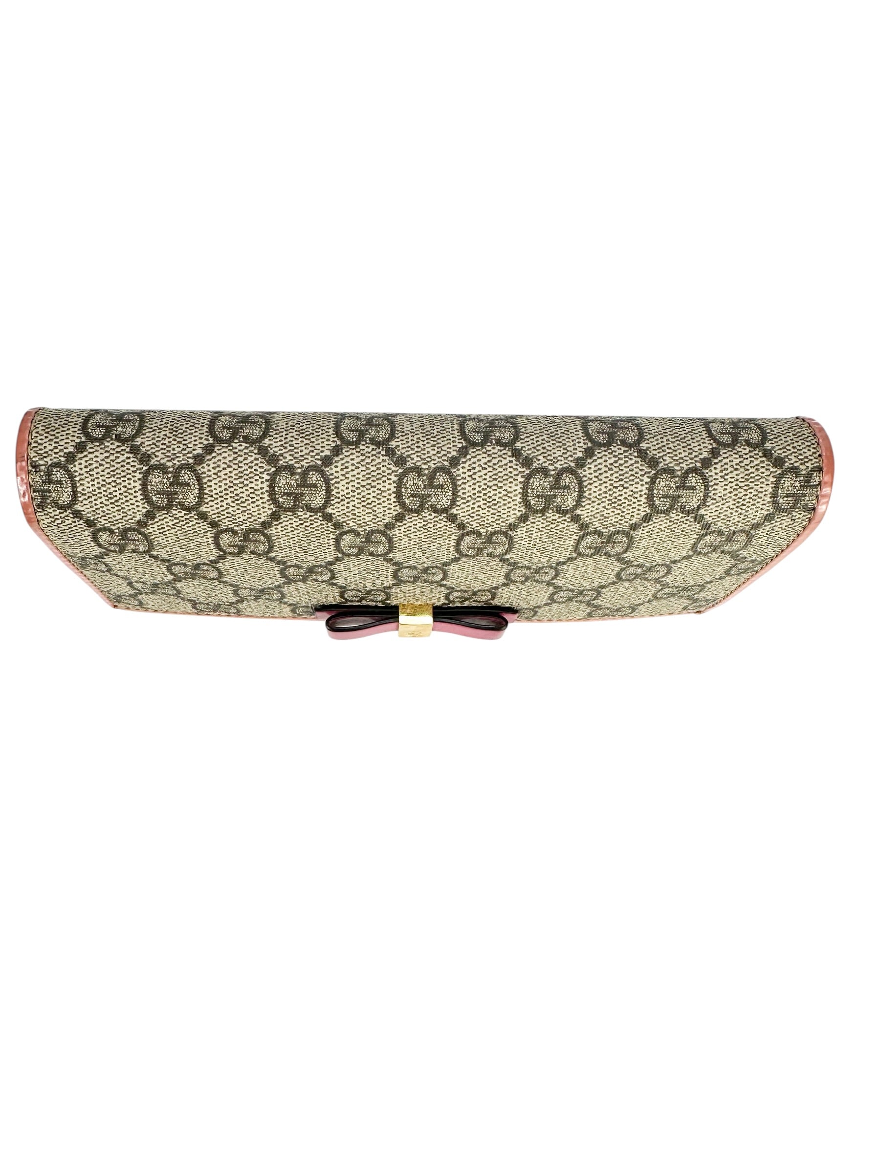 Gucci Beige GG Supreme Coated Canvas Long Bow Wallet Full Set