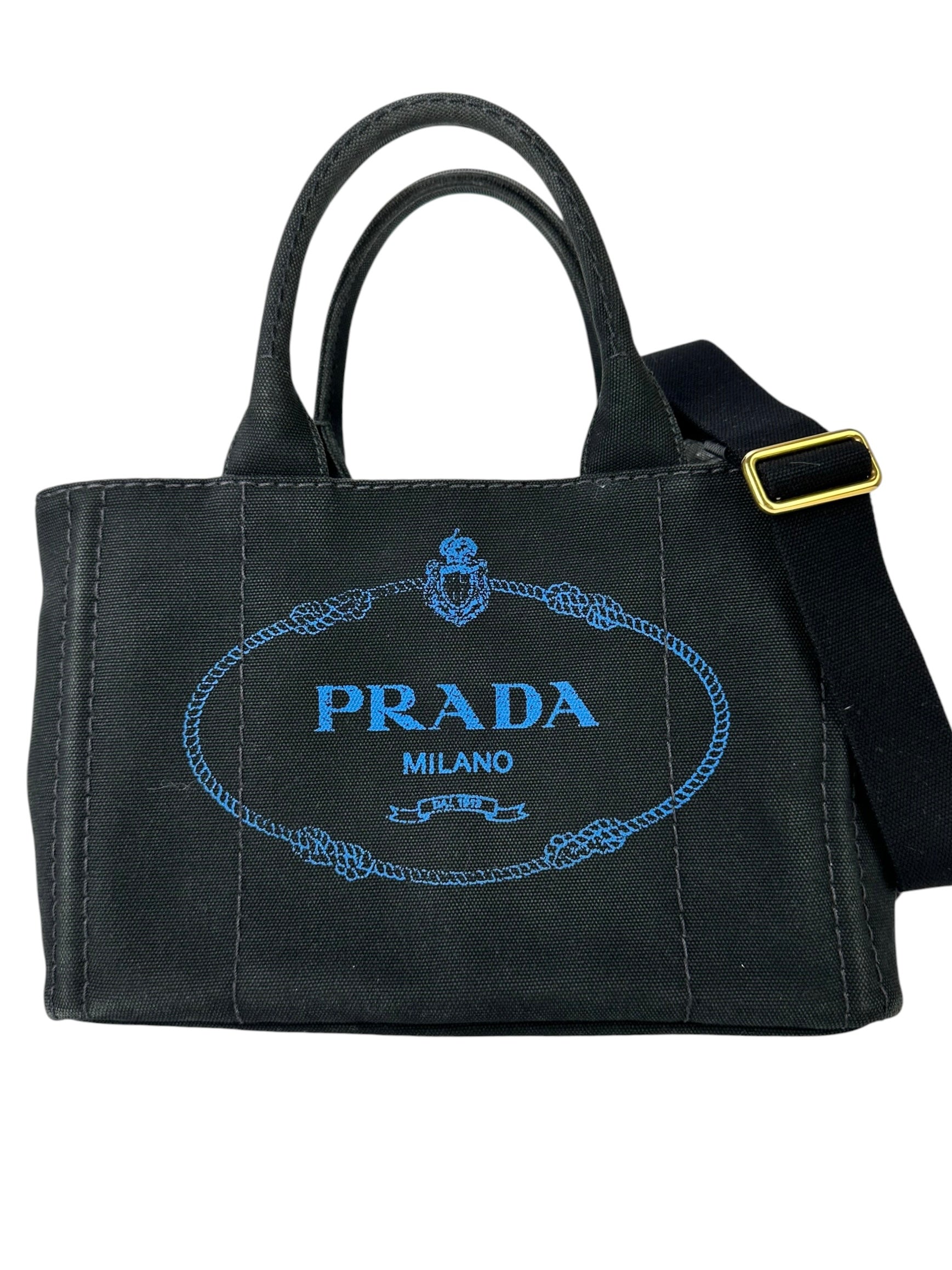 Prada Black Canvas Canapa Mini