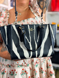 Coach Zebra Print Leather Crosby Mini Carryall