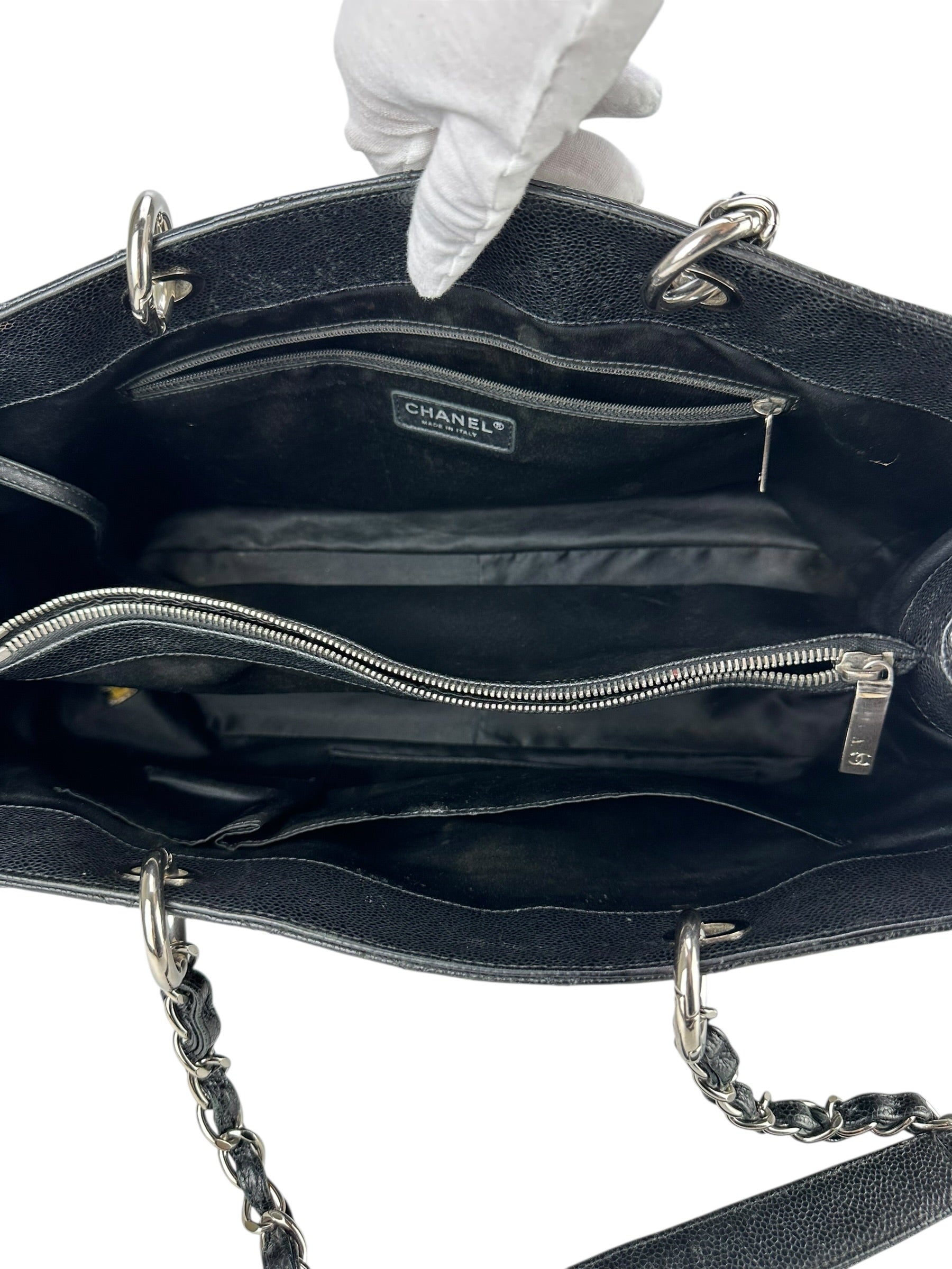 Chanel Black Caviar Leather Grand Shopping Tote