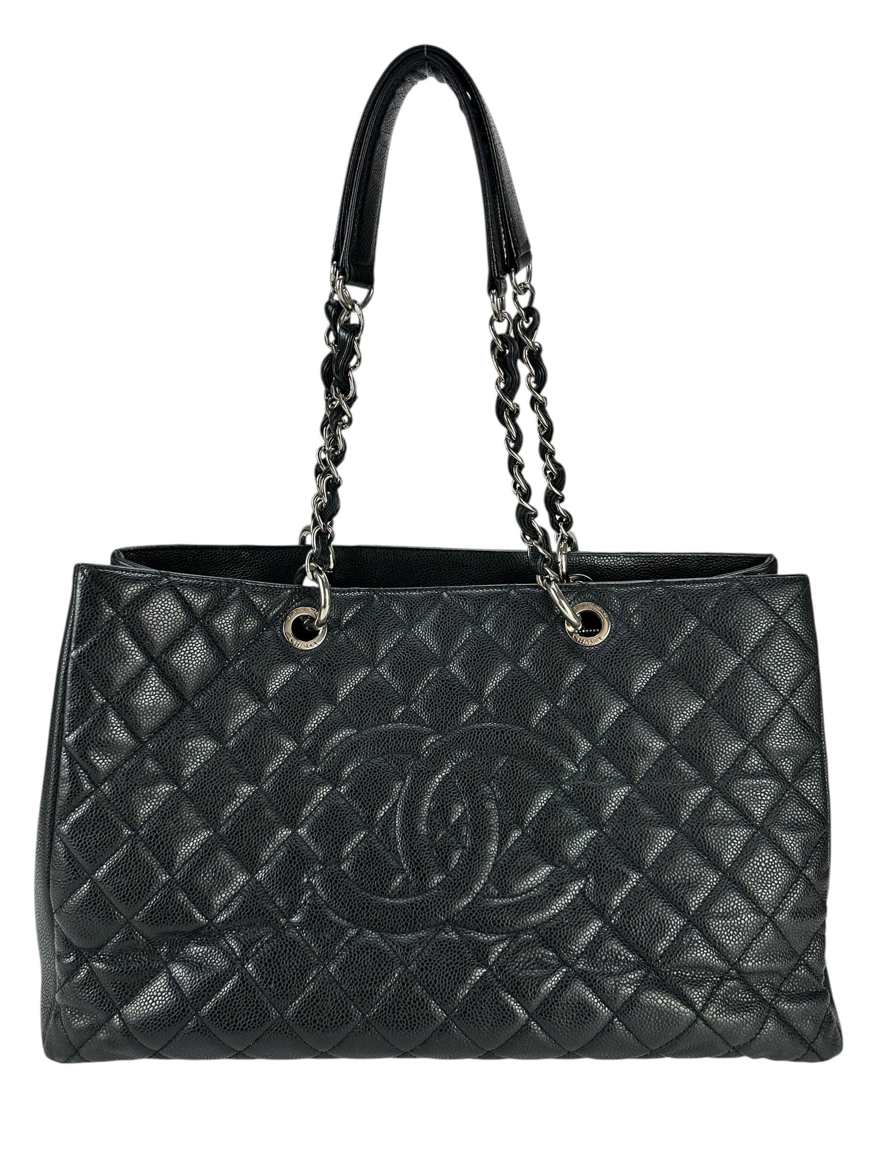 Chanel Black Caviar Leather Grand Shopping Tote